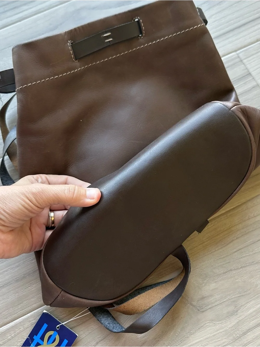 Vintage Y2K Hillard and Hanson Leather Bucket Backpack